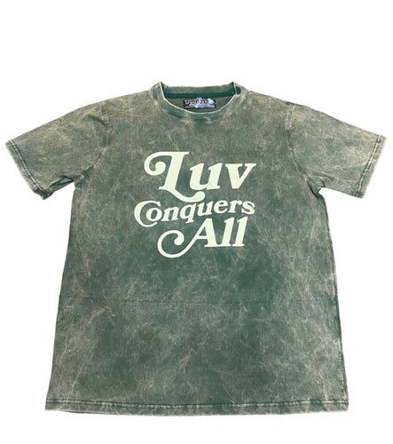 Luv conquers all acid washed shirt
