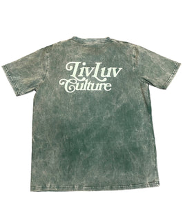 Luv conquers all acid washed shirt